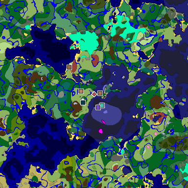 Predicted biome map of Java 26.3 seed 8935062771382333644 around estimated spawn
