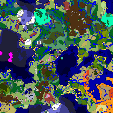 Predicted biome map of Java 26.3 seed 2256019617815881805 around estimated spawn