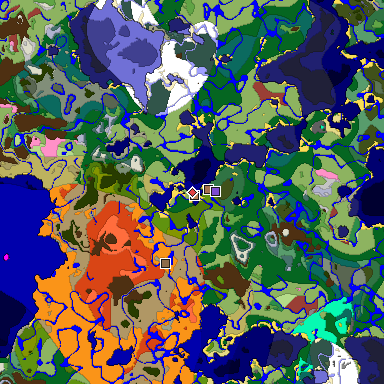 Predicted biome map of Java 26.3 seed 7271574876636320757 around estimated spawn