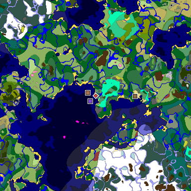 Predicted biome map of Java 26.3 seed 8673914992053738668 around estimated spawn