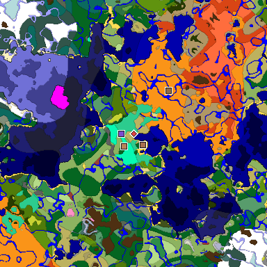 Predicted biome map of Java 26.3 seed -4854191307211538158 around estimated spawn