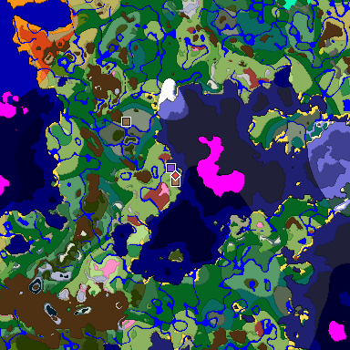 Predicted biome map of Java 26.3 seed -1824409475194483703 around estimated spawn