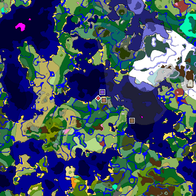 Predicted biome map of Java 26.3 seed -4511494057483934617 around estimated spawn