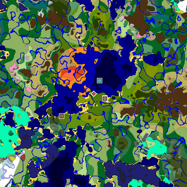 Predicted biome map of Java 26.3 seed 7874403076379839099 around estimated spawn