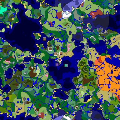 Predicted biome map of Java 26.3 seed -7383618796017942077 around estimated spawn