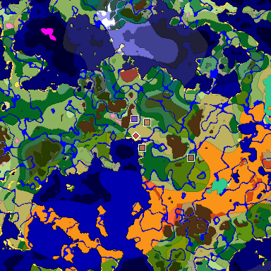 Predicted biome map of Java 26.3 seed -639883875171331346 around estimated spawn