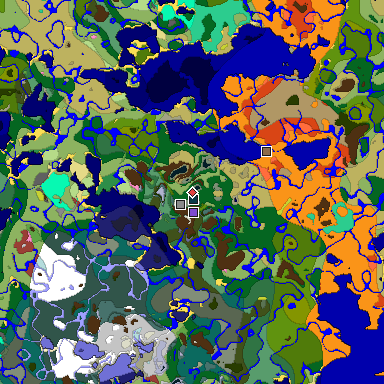Predicted biome map of Java 26.3 seed -1062873748533856 around estimated spawn