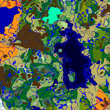 Predicted biome map of Java 26.3 seed 6765210487307838917 around estimated spawn