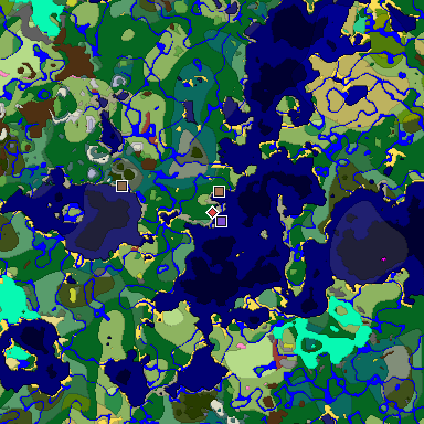 Predicted biome map of Java 26.3 seed -4624202905602147250 around estimated spawn