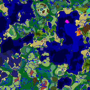 Predicted biome map of Java 26.3 seed -6183014208143608599 around estimated spawn