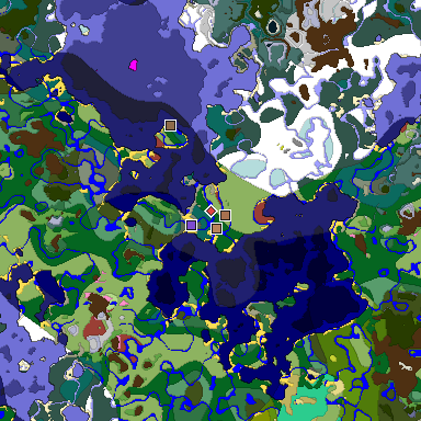 Predicted biome map of Java 26.3 seed 5778064954510992180 around estimated spawn
