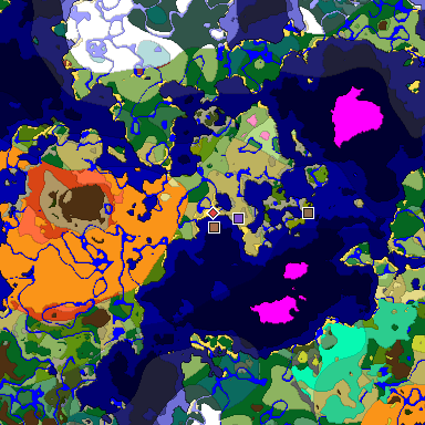 Predicted biome map of Java 26.3 seed 7749204714364310244 around estimated spawn
