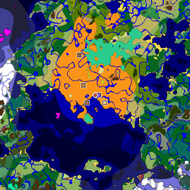 Predicted biome map of Java 26.3 seed 6712580521883321438 around estimated spawn