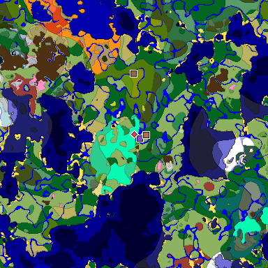 Predicted biome map of Java 26.3 seed 8539480739786716138 around estimated spawn