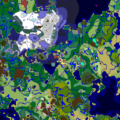 Predicted biome map of Java 26.3 seed 6557271698303726537 around estimated spawn