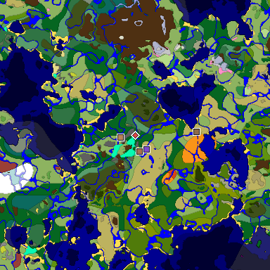 Predicted biome map of Java 26.3 seed 3165339270571917907 around estimated spawn