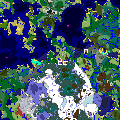 Predicted biome map of Java 26.3 seed -4905671040303313026 around estimated spawn