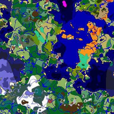Predicted biome map of Java 26.3 seed -4099561534463928599 around estimated spawn