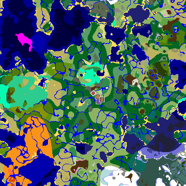 Map of Minecraft seed -1097744970953936207 around spawn