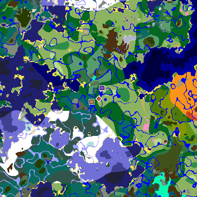 Map of Minecraft seed 4116186478548627344 around spawn