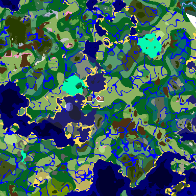 Map of Minecraft seed -7715487920175277883 around spawn