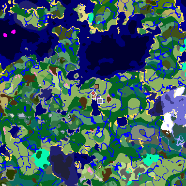 Map of Minecraft seed 8561859972965557939 around spawn