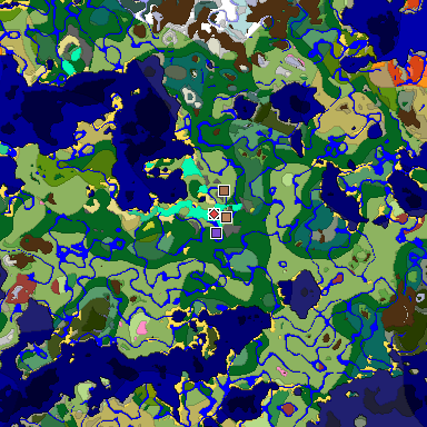 Predicted biome map of Java 26.3 seed 8753482754294203342 around estimated spawn