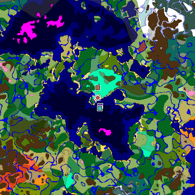 Predicted biome map of Java 26.3 seed -8135837373903055056 around estimated spawn