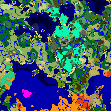 Predicted biome map of Java 26.3 seed -2328666786129342763 around estimated spawn