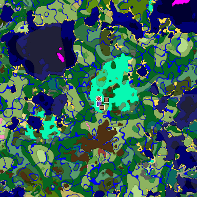 Predicted biome map of Java 26.3 seed 1958117135096959332 around estimated spawn