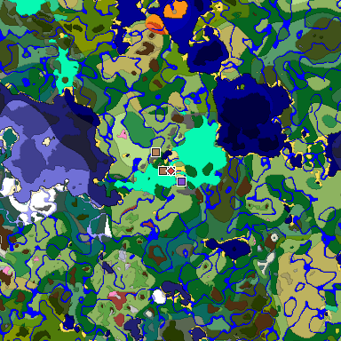 Predicted biome map of Java 26.3 seed -3931492229293931971 around estimated spawn