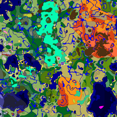 Predicted biome map of Java 26.3 seed 6169838417437896185 around estimated spawn