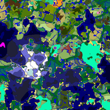 Predicted biome map of Java 26.3 seed 7265392004551067515 around estimated spawn