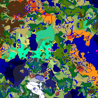 Predicted biome map of Java 26.3 seed -142830776472121163 around estimated spawn