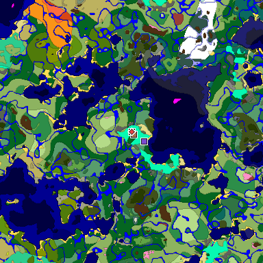 Predicted biome map of Java 26.3 seed 8328307283819798150 around estimated spawn
