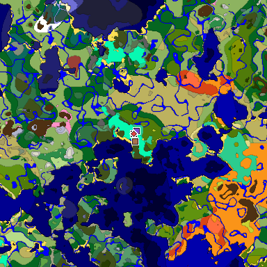 Predicted biome map of Java 26.3 seed -1511814888177645805 around estimated spawn