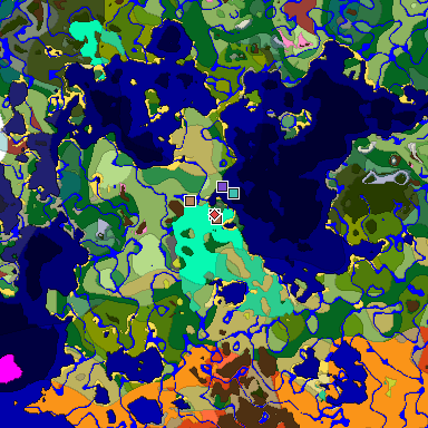 Predicted biome map of Java 26.3 seed -9192036712045076657 around estimated spawn