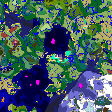 Predicted biome map of Java 26.3 seed 8056694360408517172 around estimated spawn