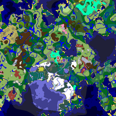 Predicted biome map of Java 26.3 seed -9093059581353213941 around estimated spawn