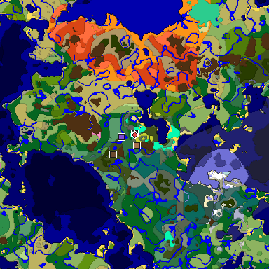 Predicted biome map of Java 26.3 seed -504501066847432819 around estimated spawn
