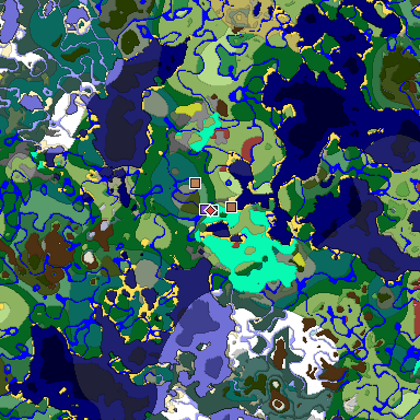 Predicted biome map of Java 26.3 seed 4104793996618160746 around estimated spawn