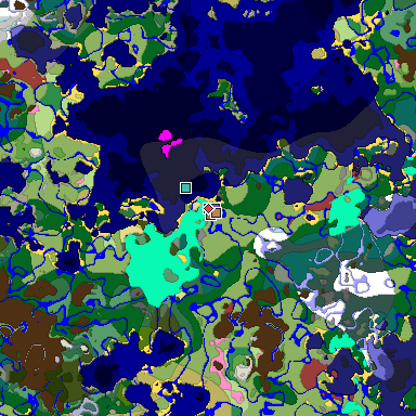 Predicted biome map of Java 26.3 seed 8969630541155055952 around estimated spawn