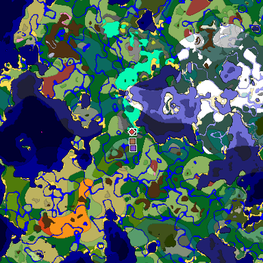 Predicted biome map of Java 26.3 seed 6097905104265251326 around estimated spawn