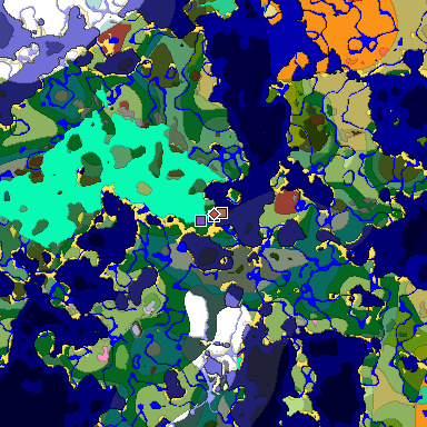 Predicted biome map of Java 26.3 seed -8346021479897349506 around estimated spawn
