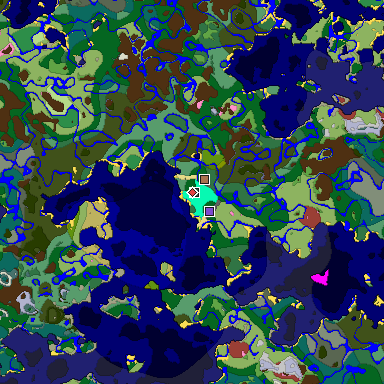 Predicted biome map of Java 26.3 seed -1541861700740683468 around estimated spawn