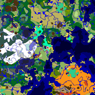 Predicted biome map of Java 26.3 seed -7415506786322287920 around estimated spawn