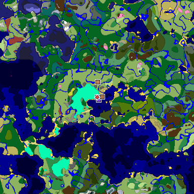 Predicted biome map of Java 26.3 seed -8032326564684018582 around estimated spawn