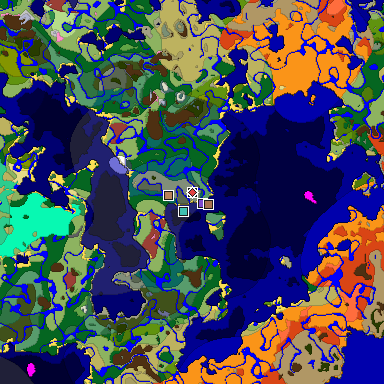 Predicted biome map of Java 26.3 seed 1349686181883540118 around estimated spawn