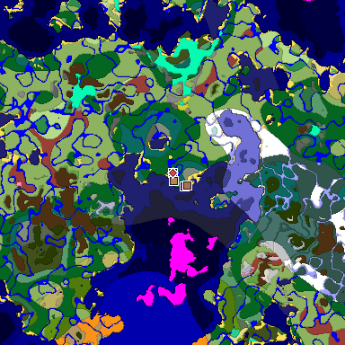 Predicted biome map of Java 26.3 seed -8196559736616841634 around estimated spawn
