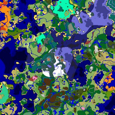 Predicted biome map of Java 26.3 seed 686541923709291593 around estimated spawn